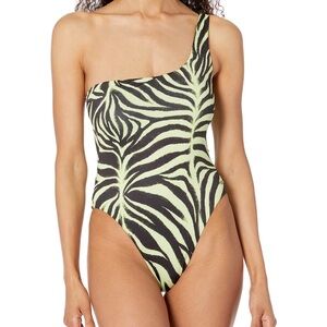 NWT Hugo Boss Savanna Zebra Print One Shoulder One Piece Swimsuit XL